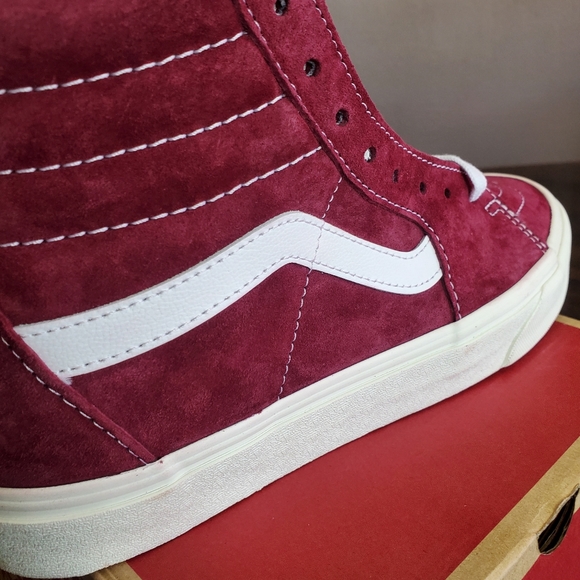 Vans Sk8-Hi Pig Suede Pomegranate Men Size 8.5, Women Size 10 - Picture 5 of 9